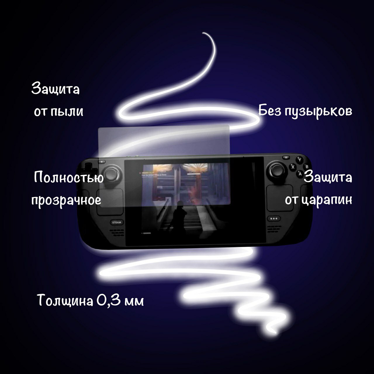Защитное стекло Steam deck OLED (Стим Дек), Глянцевое, Комплект из 2шт. — фото 1