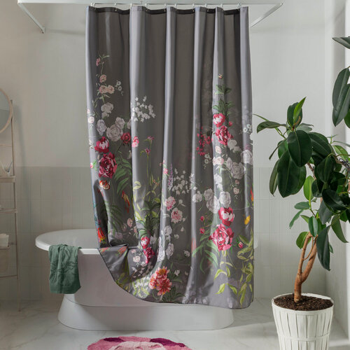 Изображение товара Штора для ванной тканевая 180х200 см Fleur Moroshka цвет Серый