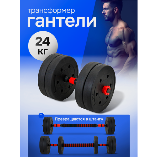 Гантели разборные 2в1 (гантели+штанга) 24 кг. В комплекте 8 дисков.
