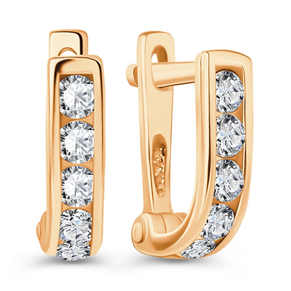 Серьги 585GOLD, красное золото, 375 проба, оксидирование, фианит, , красный