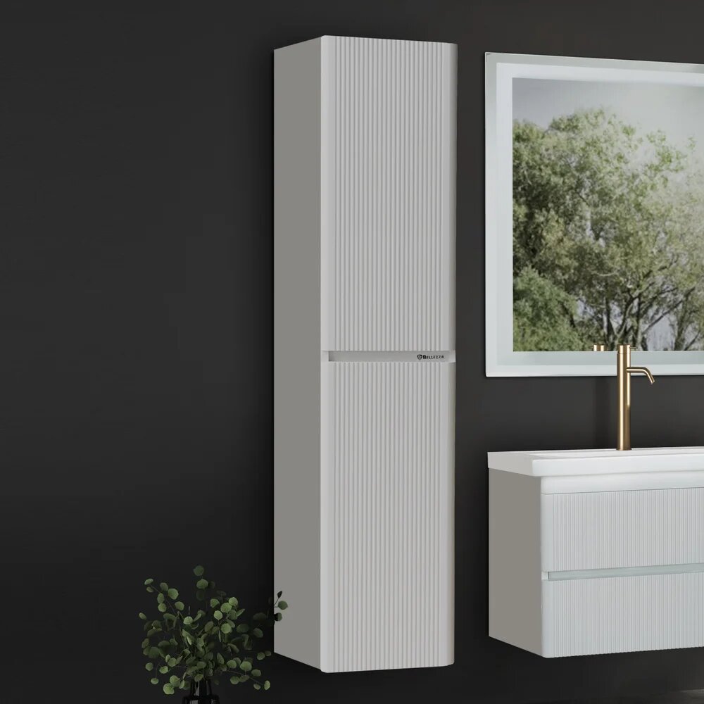 Шкаф-пенал для ванной Bellezza Эмилия 30 см белый подвесной