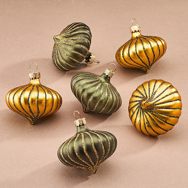 Елочные игрушки Луковки - Kalavino 6 см золотой, 6 шт, Winter Deco, 1000584