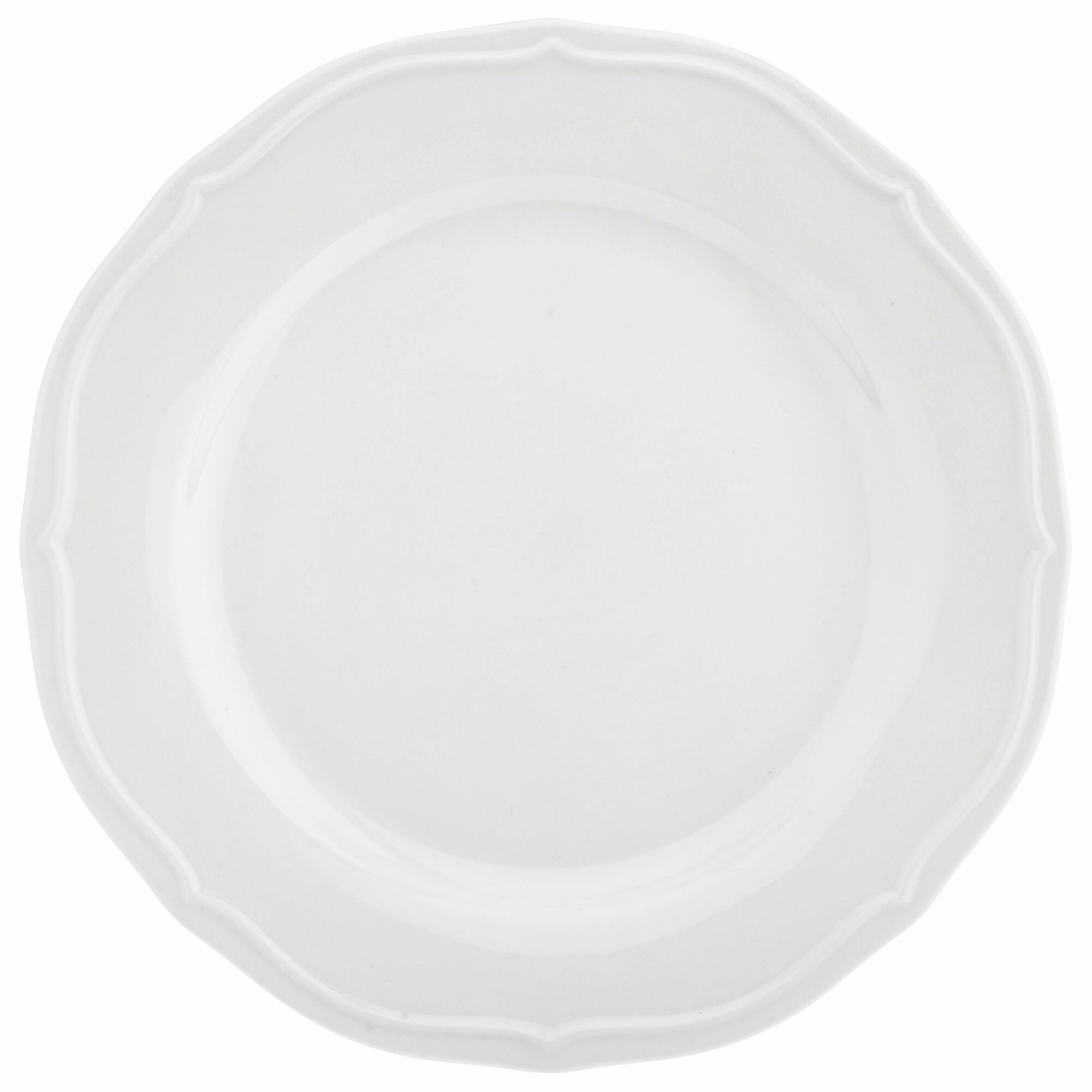 "Совершенство" Тарелка мелкая фарфоровая д215мм h20мм, белый, рельефный декор, волнистый край