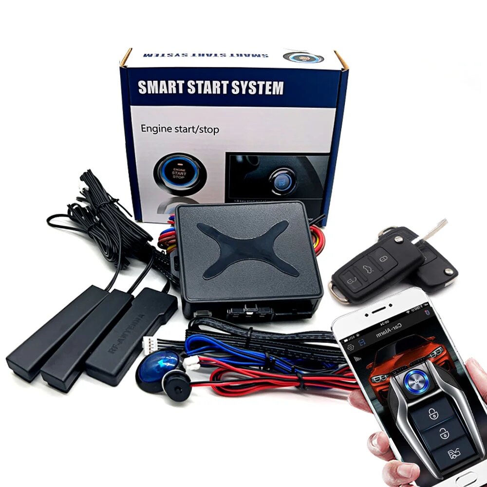 Универсальная Сигнализация на авто через приложение для управления Сигнализация с автопуск Система зажигания вход без ключа комплект дистанционного запуска автомобиля старт стоп кнопку система запуска одной кнопкой TW-A3