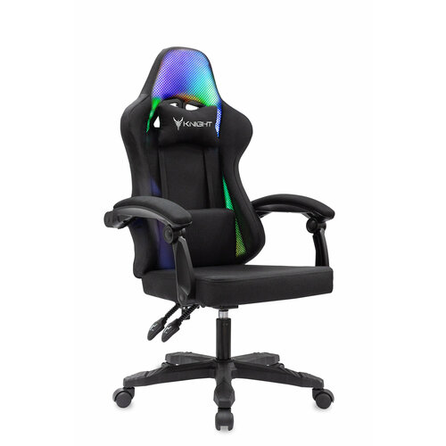 фото Кресло игровое knight wolf rgb черный с подголов. крестов. пластик пластик черный