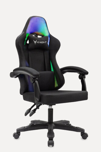 Изображение товара Кресло игровое Knight Wolf RGB черный с подголов. крестов. пластик пластик черный