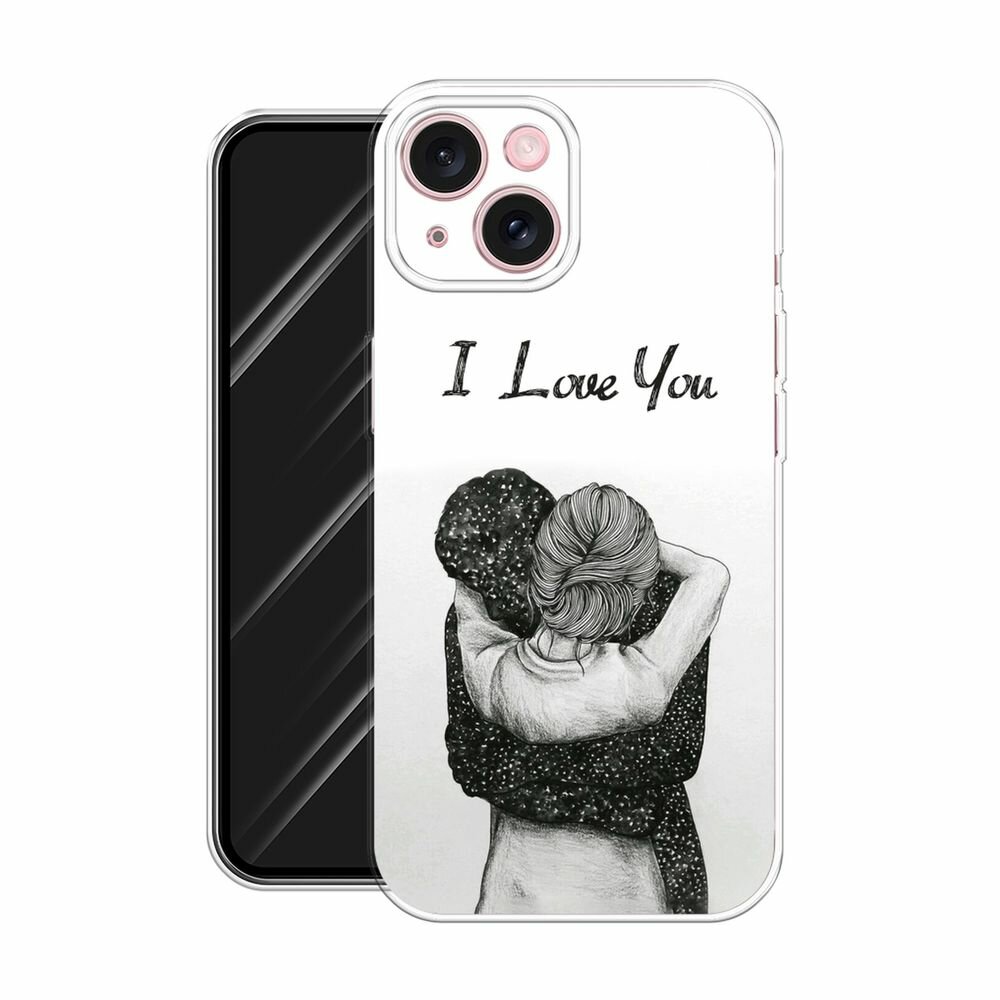 Силиконовый чехол на Apple iPhone 15 / Айфон 15 с принтом I love you 1 — фото 1