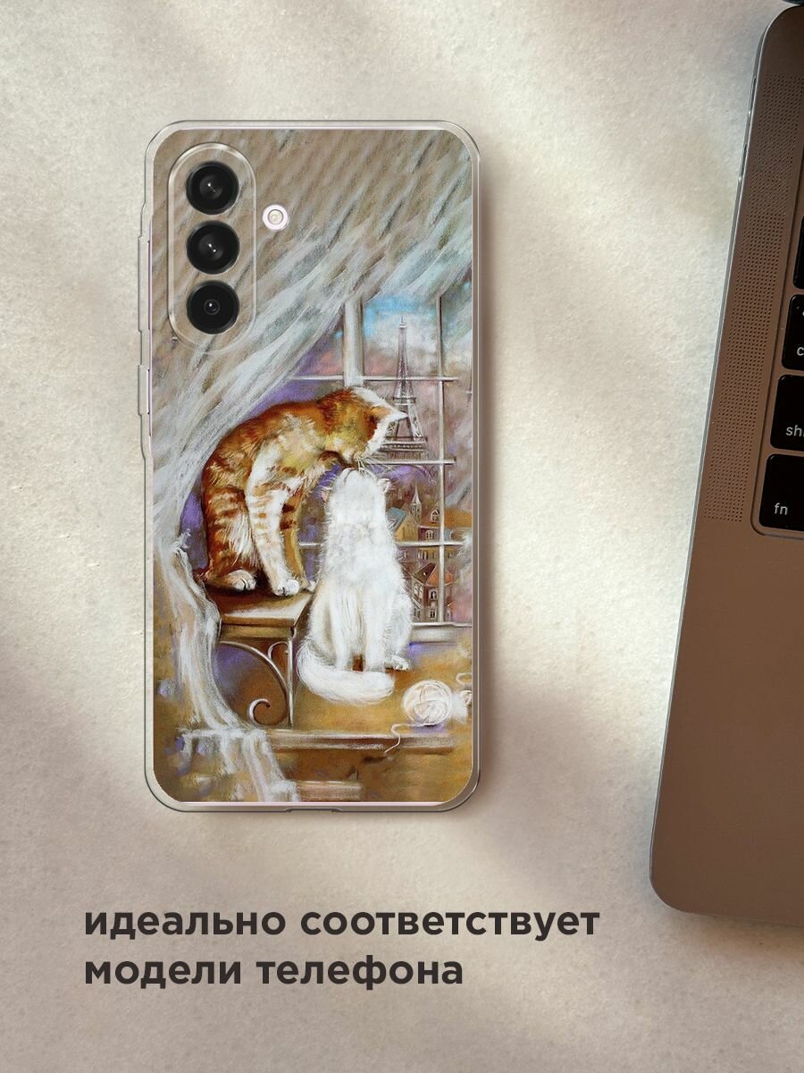 Чехол на Samsung Galaxy A56 5G / Самсунг Галакси А56 5G с принтом "Влюбленные котики 1" — фото 1