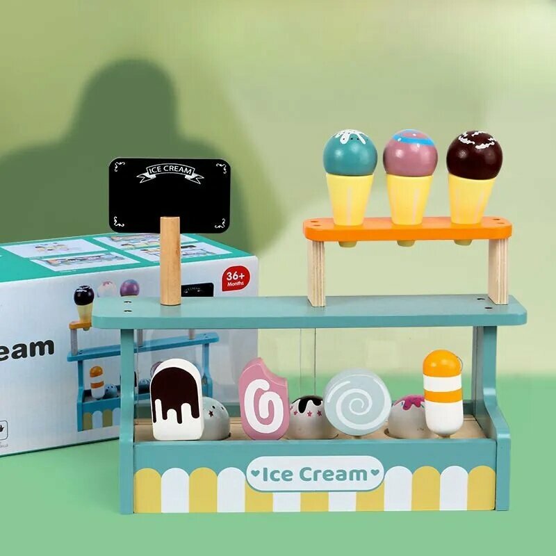 Деревянный детский симулятор магазина мороженого play house toys
