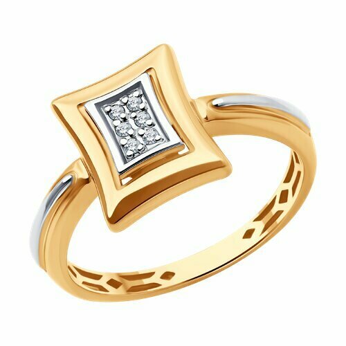 фото Кольцо diamant online, золото, 585 проба, бриллиант, размер 17.5, прозрачный