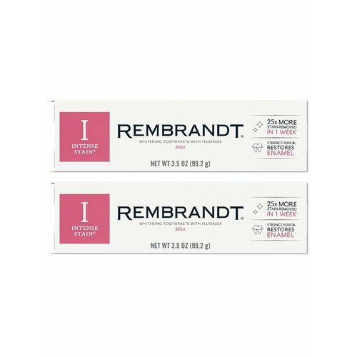 Отбеливающие зубные пасты Rembrandt Intense Stain, 2 штуки зубные пасты white glo полоски отбеливающие угольные bright nights charcoal 5