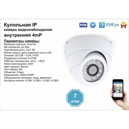 7шт DVW300IP4MPPOE Внутренняя IP камера 4мП с ИК до 20м 1582000₽