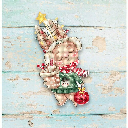 Christmas Rabbit #L8056 LetiStitch Набор для вышивания 8 х 14 см Счетный крест