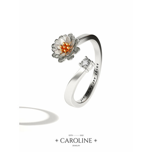 фото Кольцо-кулон caroline jewelry, лунный камень, кристалл, безразмерное, серебряный