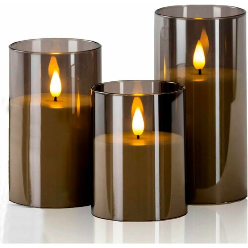 Набор светодиодных электронных свечей 15см 12см и 10см электронные набор 3шт Дымчатый 2525₽