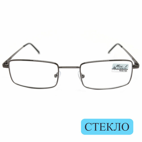 Готовые очки для чтения металл (+1.75) мост 6603 M2, линза стекло, без футляра, цвет серый, РЦ 62-64