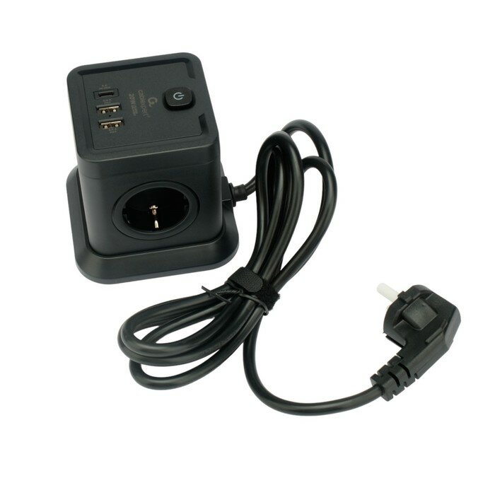 Сетевой фильтр Gembird Cablexpert Tower 4 Sockets 1xType-C PD 2хUSB 2m Black TWR-4-CU2-B-2 — фото 4