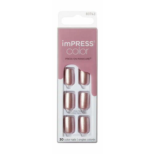 Твердый лак для ногтей короткой длины / Kiss Impress Color Press-On Manicure False Nails