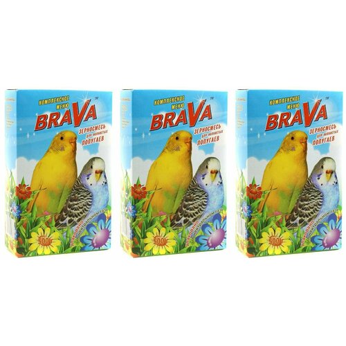 зерносмесь универсальная 3 кг сбалансированная добавка для кормления с х птицы BraVa Корм сухой для волнистых попугаев Стандарт, 500 г, 3 уп