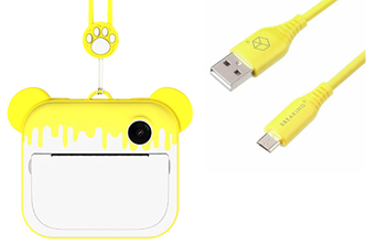 Комбо: Фотоаппарат моментальной печати LUMICAM PRINTY DK04 yellow + Кабель Breaking Silicone USB - Micro USB, 2.4 A, 1 метр (Желтый)