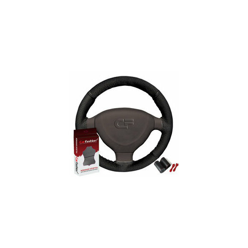Оплетка руля для перетяжки CarFashion Dakar со шнурком натуральная кожа M черно-серая CARFASHION 31371 | цена за 1 шт