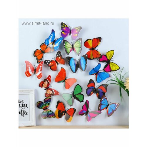 Магнит пластик Бабочка горошек микс 12х7 см