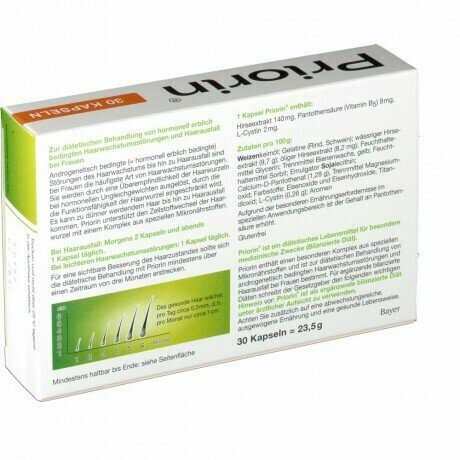 Капсулы Bayer Priorin, для роста волос, натуральные экстракты, 30 штук — фото 1