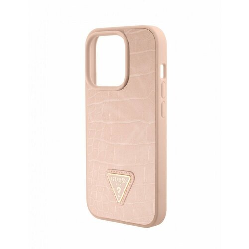 Чехол Guess PU Croco Triangle metal logo Hard для iPhone 15 Pro Max, цвет Розовый (GUHCP15XPCRTHCP)