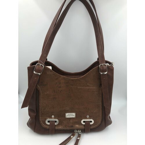 фото Сумка шоппер , фактура матовая, коричневый без бренда