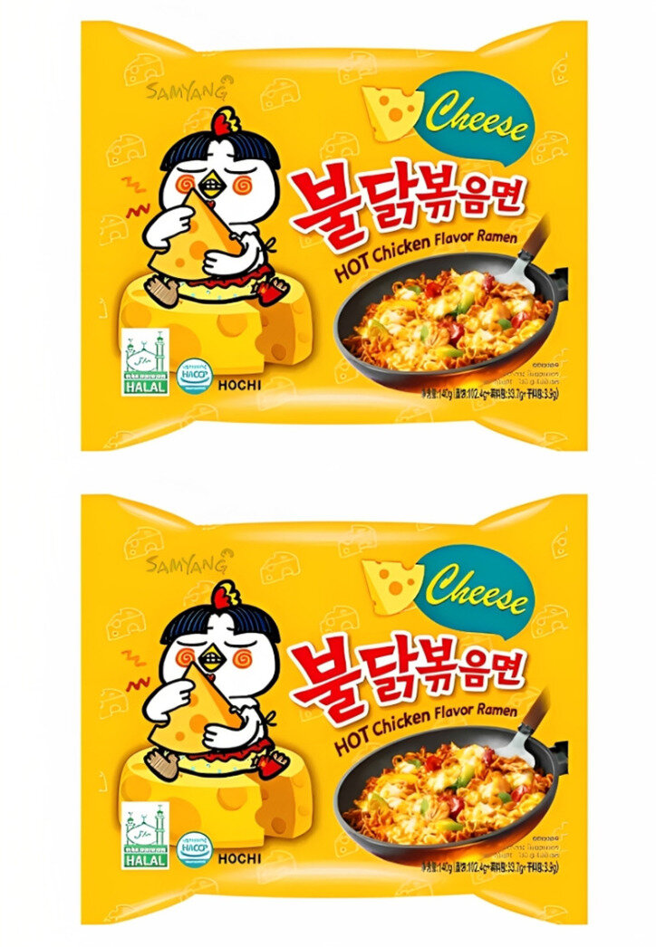 Samyang Лапша быстрого приготовления с курицей и сыром, острая, 140 г, 2 шт