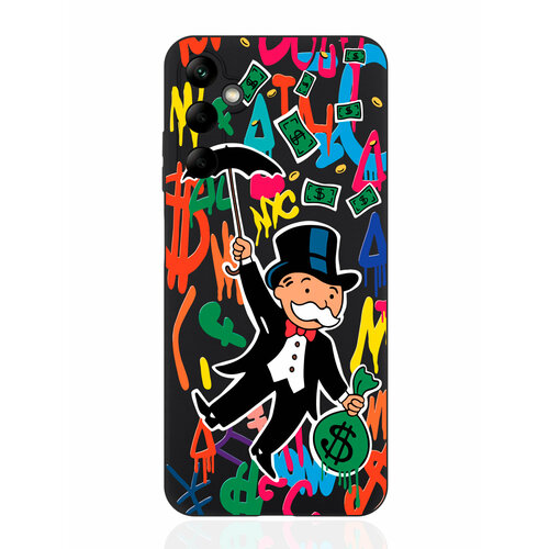 черный силиконовый чехол для samsung galaxy a04 rich uncle pennybags богатенький дядюшка толстосум Чехол для смартфона Samsung A05S черный силиконовый Rich uncle PennyBags/ Богатенький дядюшка толстосум