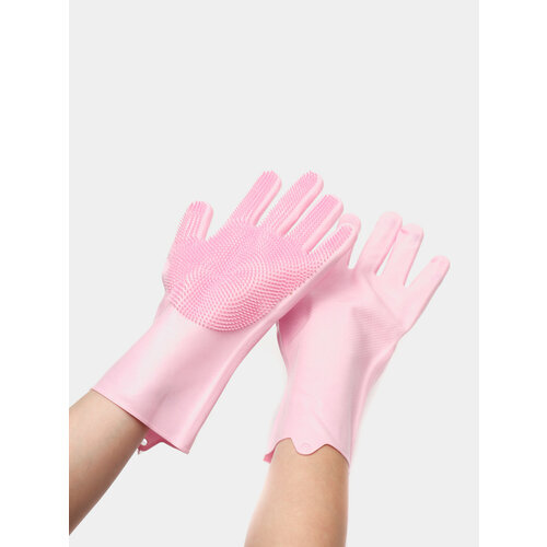 Перчатки для мытья посуды силиконовые Цвет Розовый 713₽