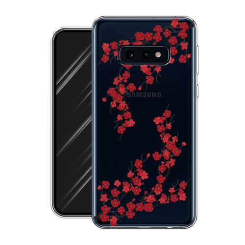 Силиконовый чехол на Samsung Galaxy S10E / Самсунг Галакси S10E Красная сакура, прозрачный силиконовый чехол на samsung galaxy s10e самсунг галакси s10e белая кошка с цветами