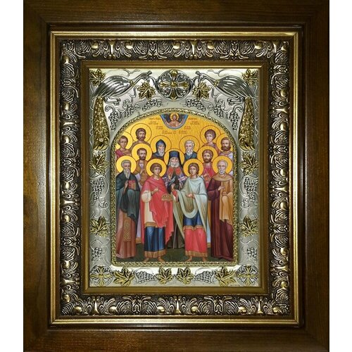 икона собор святых целителей под старину Икона Собор святых целителей