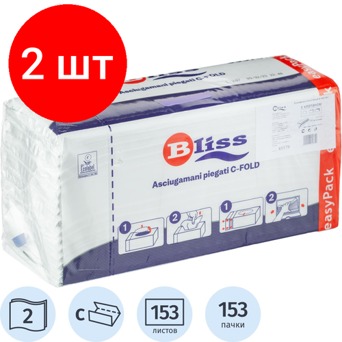 комплект 6 упаковок полотенца бумажные д дисп bliss с слож 2сл бел с клапаном 153л уп 85579 Комплект 2 упаковок, Полотенца бумажные д/дисп. BLISS С-слож 2сл бел с клапаном 153л/уп 85579