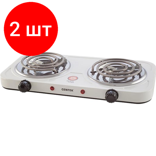 Комплект 2 штук Плита электрическая Centek CT-1509 белая 2конфорки ТЭН 140мм 2000Вт 476400₽
