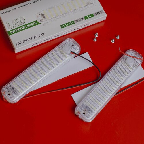 2 шт. 12-85v Плафон в салон с кнопкой , светильник светодиодный 15,5 см Тяжелая Техника VAN LIFE ЭКО мини LED освещение, подсветка в салон комплект