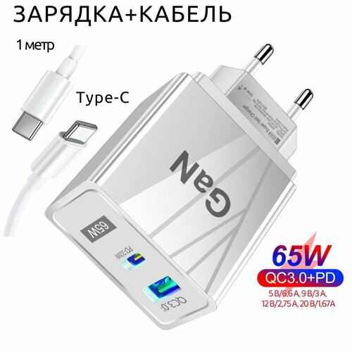 Зарядное устройство сетевое 65W GaN 6.6А BK376 Quick Charger