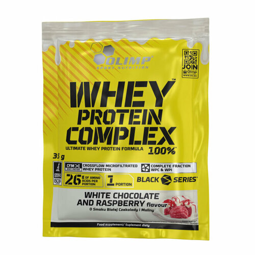 фото Протеин сывороточный, olimp, whey protein complex 100%, 35 г, белый шоколад-малина olimp sport nutrition