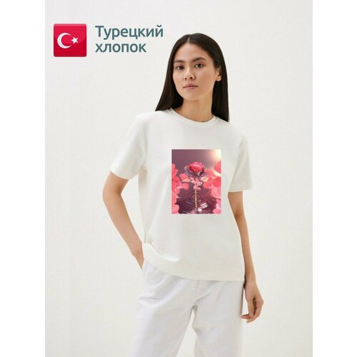 фото Футболка размер m, белый, розовый n.k