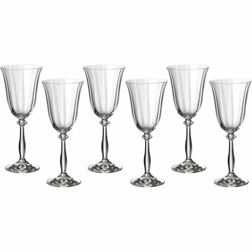 Набор бокалов для вина Bohemia Crystal, серия "Анжела Оптик", 6 шт, 250 мл, высота 21 см (674-189)