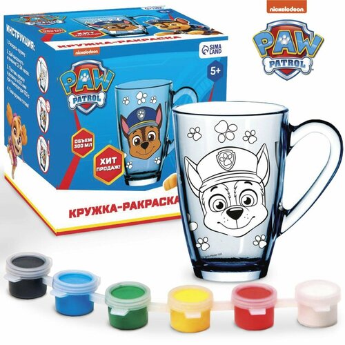 Роспись стеклянной кружки Гончик PAW PATROL, 300 мл