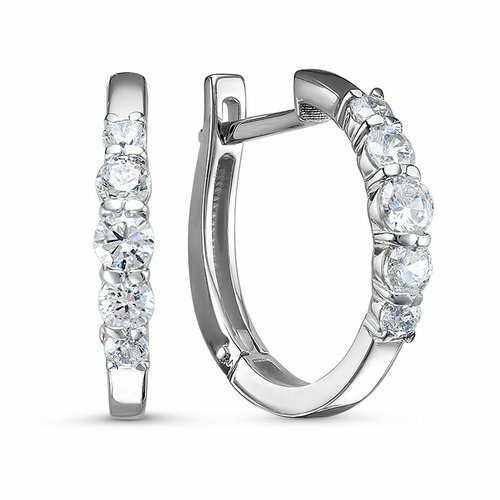 Серьги Diamant online, белое золото, 585 проба, фианит