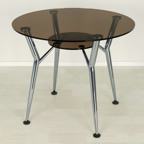 Изображение товара Стеклянный обеденный стол Квадро 18-4 бронза/хром D80