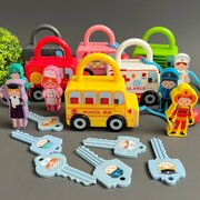 Развивающий детский набор головоломка с фигурками и ключиками "Замочки Профессии и Машинки"