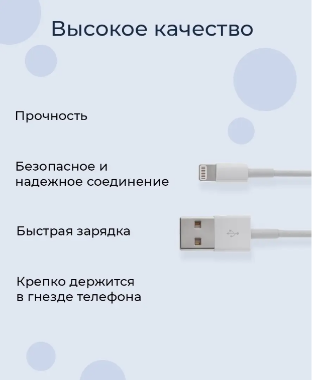 Кабель для быстрой зарядки USB Lightning, зарядка для iPhone, iPad и iPod, 1метр, Белый