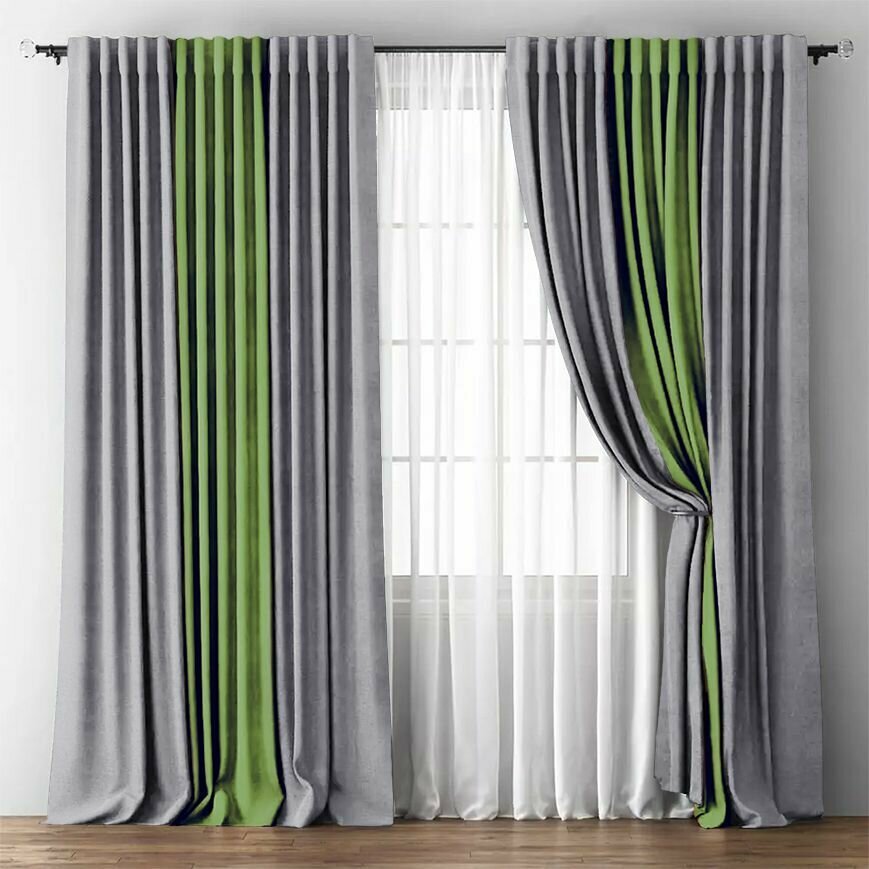 фото Шторы блэкаут МИР-СР-88-260-600 синие высота 260 см. Цена за 2 комбинированные шторы