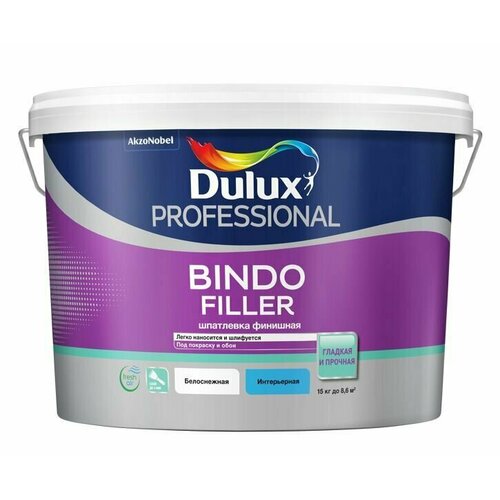 Финишная шпатлевка Dulux bindo filler 9л шпатлевка dulux bindo filler белоснежная 5 кг