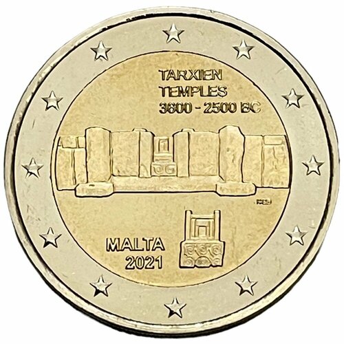 Мальта 2 евро 2021 г. (Доисторические места Мальты - Таршиенский храмовый комплекс)