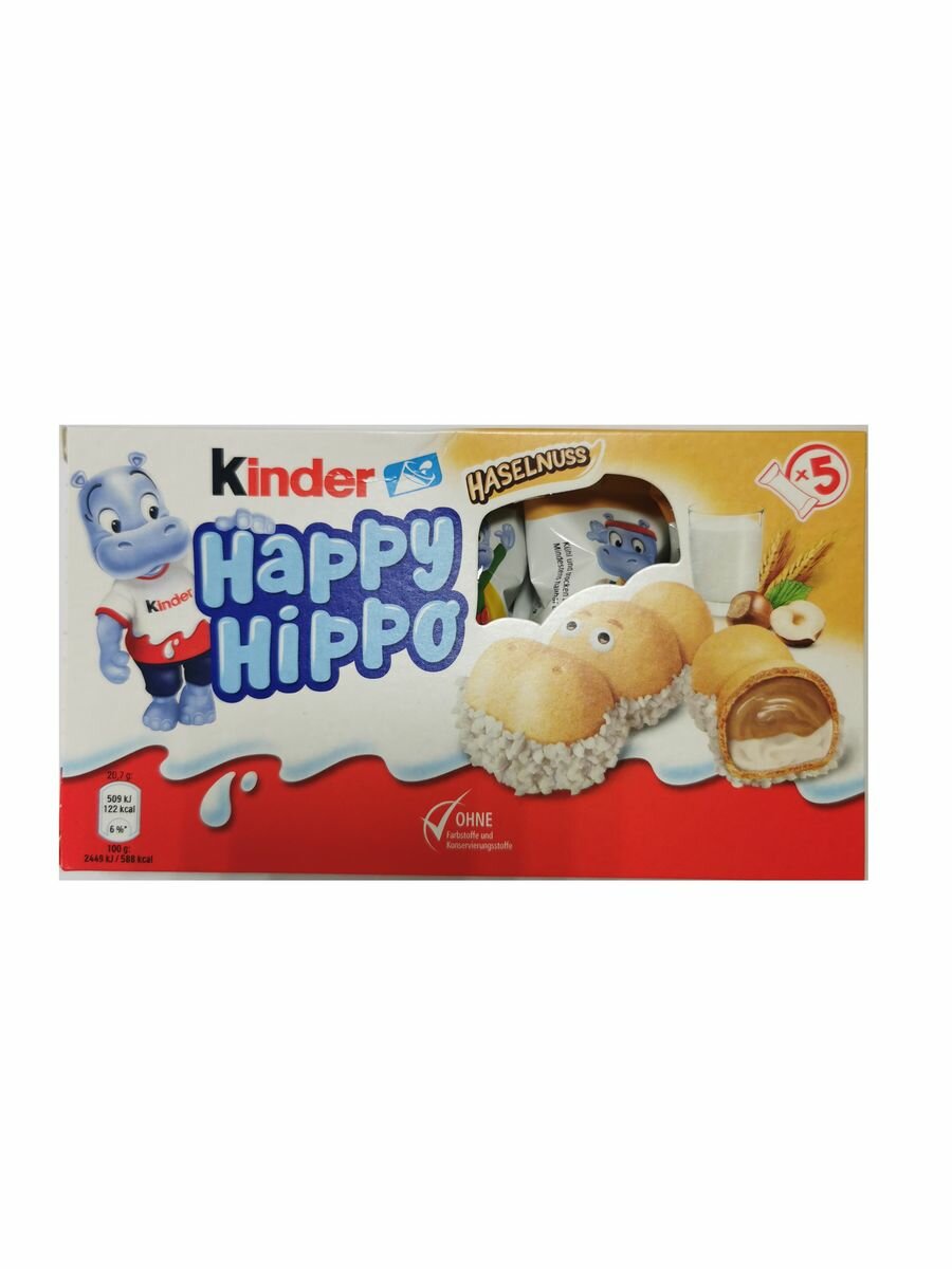 Шоколадно-молочное печенье Kinder Happy Hippo Hazelnut, с фундуком, 103,5 гр - фотография № 11